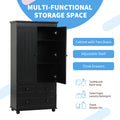 Tall Storage Cabinet With Three Drawers For Bathroom Office, Black Black Mdf