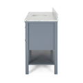 49'' Bathroom Vanity With Marble Top & Ceramic Sink, Open Shelf, 5 Drawers, Gray Same As N759S999002E Grey Plywood