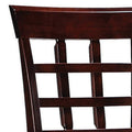 25 Inch Counter Height Stool, Lattice Design Back, Tan Fabric Seat, Brown Tan Solid Wood