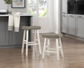Transitional Design Counter Height Stools Set Of 2Pcs, White And Coffee Finish Solid Rubberwood Furniture Coffee,White Dining Room Transitional Set Of 2 Solid Wood