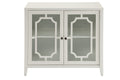 Ceara White Finish Console Cabinet White Glass,Mdf