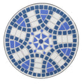 Han End Table White Blue Ceramic Tile Iron