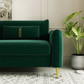 Fx P19 Rg Sofa 85.8Inch Velvet Sofa Couch Luxury Modern Upholstered Sofa With 2 Pillows For Livingroom Retro Green Velvet 2 Seat