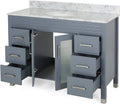 49'' Bathroom Vanity With Marble Top & Ceramic Sink, 2 Doors With Glass, 6 Drawers, Gray Grey Acacia Wood