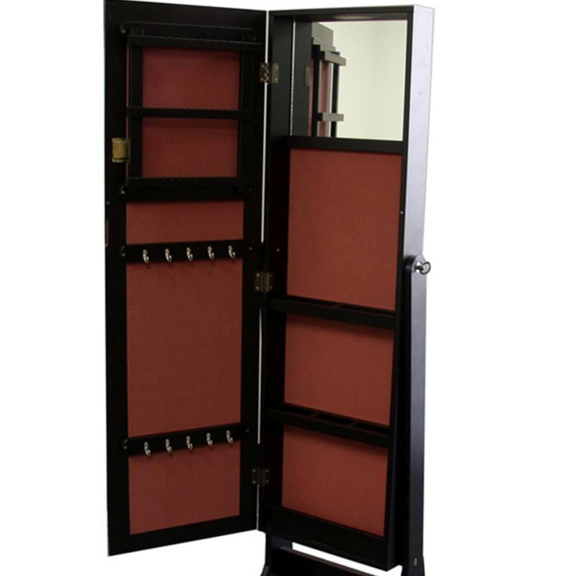 57" Tall Standing Floor Mirror, Espresso Brown Finish, Rectangular Shape Multicolor Wood