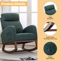 Coolmore Rocking Chair, Modern Glider Chair, Recliner Armchair With Wood Legs And Side Pocket, Nursery Rocking Accent Chair With High Back For Living Room Bedroom Emerald Linen Emerald Foam Solid Wood