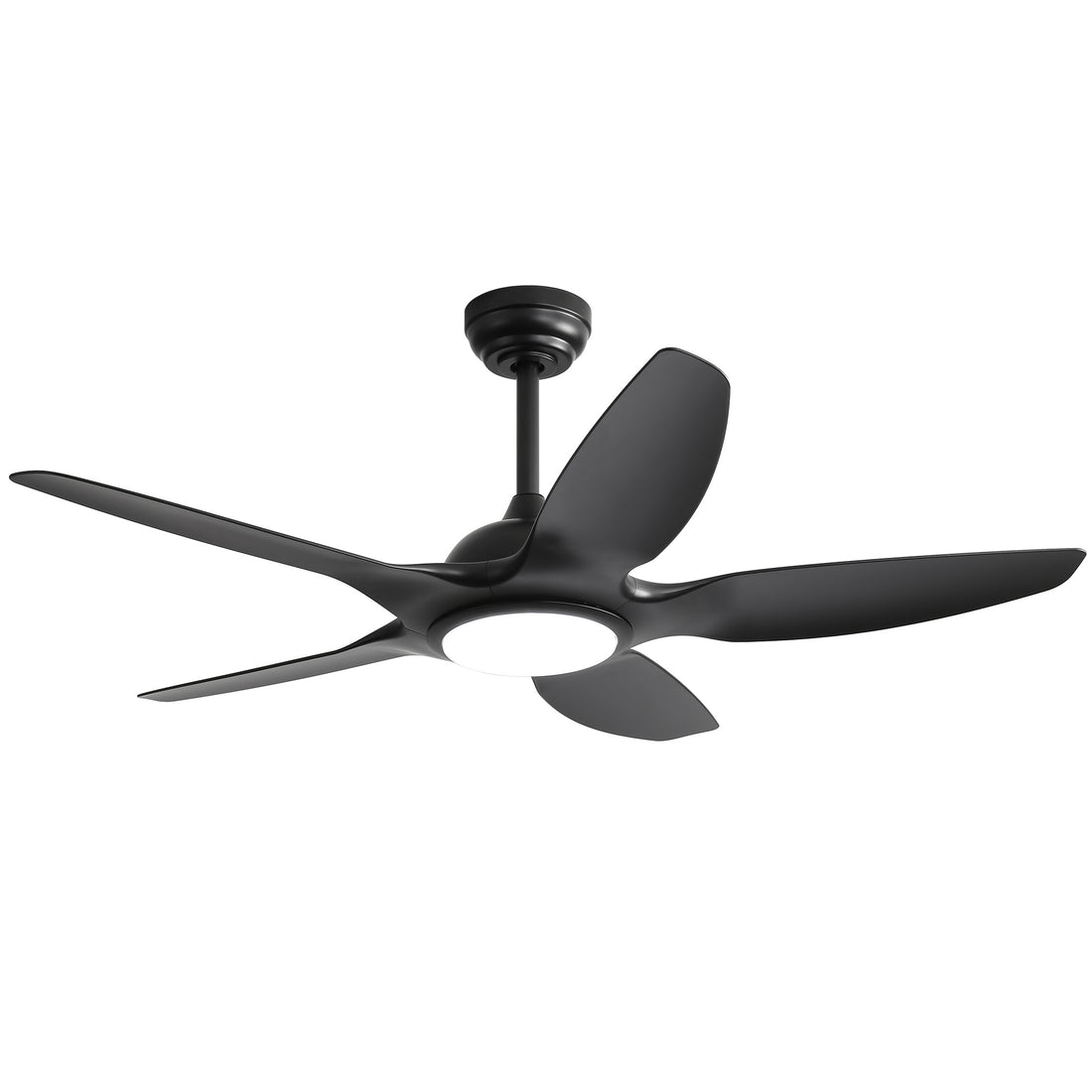 48 Inch Ceiling Fan With Dimmable Led Light And Remote Control, 5 Abs Blades Dc Motor Black Black Abs