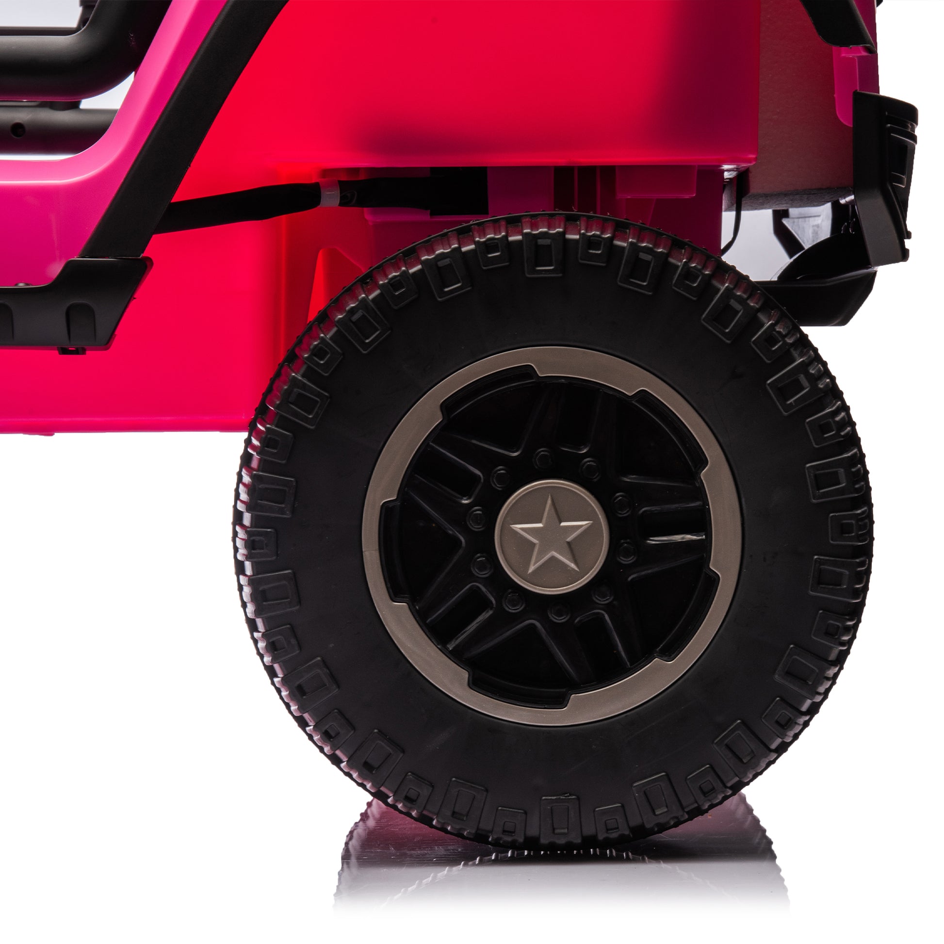 24V Two Seater Kids Ride On Truck Car W Parents Control,200W*2,Seat Width 20.28In,Four Wheel Suspension,Led Lights,Music,Mp3,Bluetooth,Two Independent Seat Belts,Suitable For Off Road For Kids Aged 3 Pink 100 149 Lbs Polypropylene