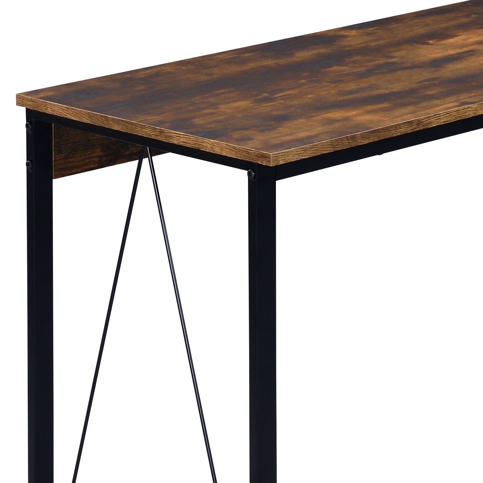 Zaidin Weathered Oak& Black Finish Writing Desk Oak Synthetic Wood