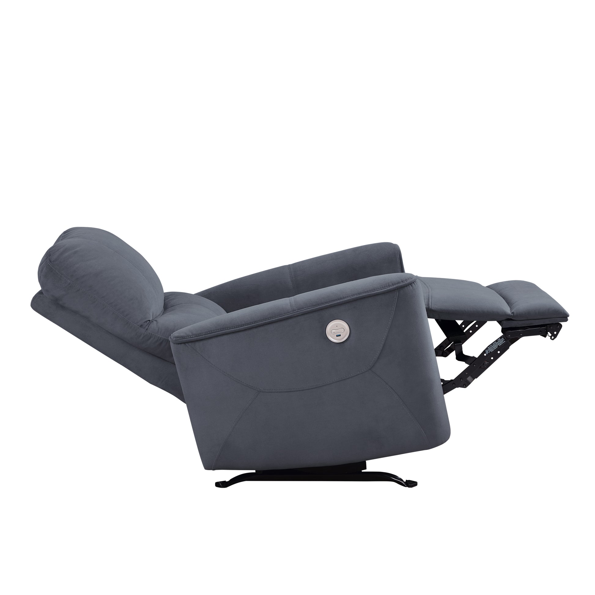 Modern Living Room 1Pc Power Rocker Reclining Chair Dark Gray Velvet Upholstery Solid Wood Frame Luxury Home Furniture Dark Gray Velvet Wood Primary Living Space Modern Solid Wood