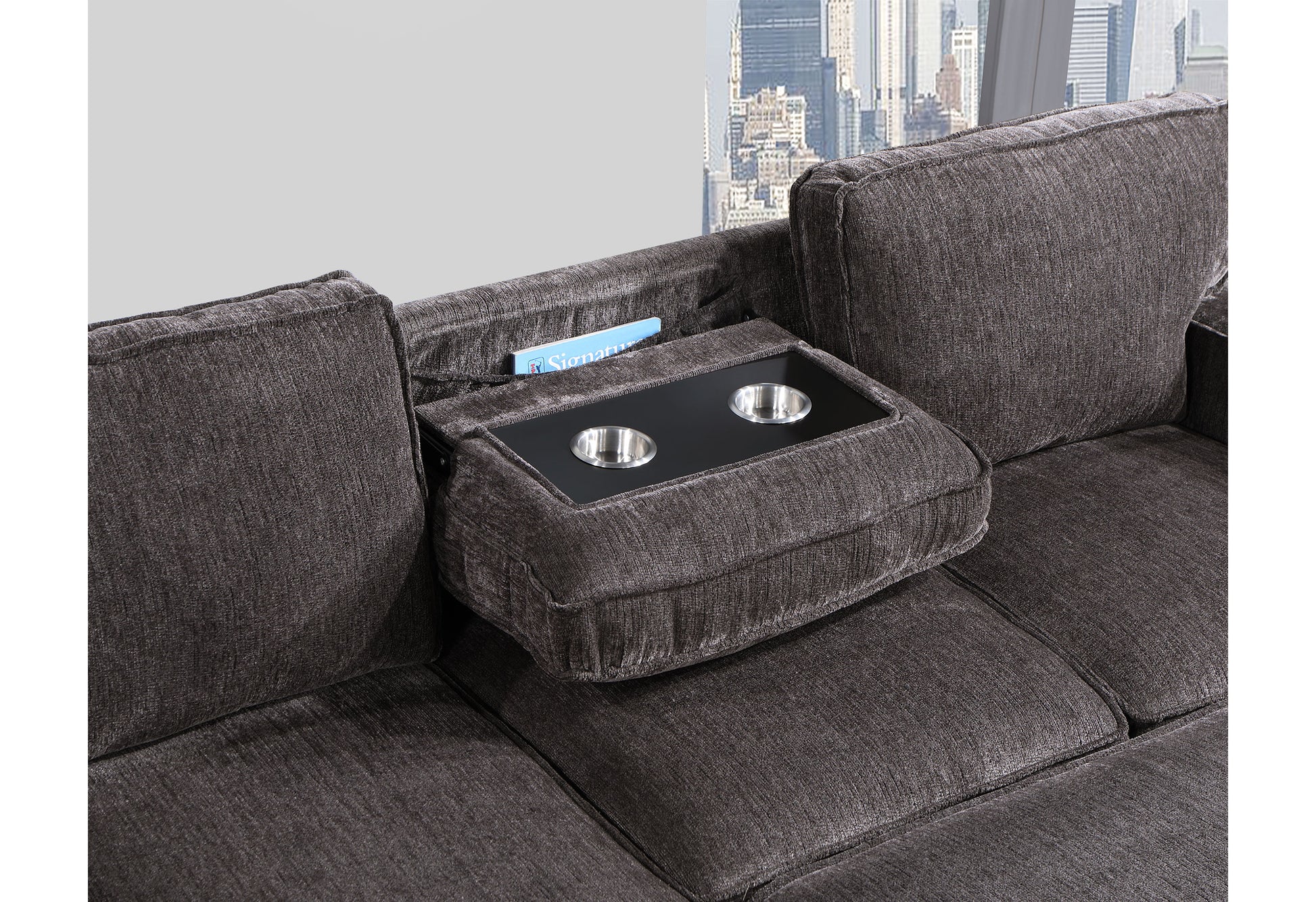 Territory Dark Grey Pull Out Sofa Bed Dark Gray Fabric 3 Seat