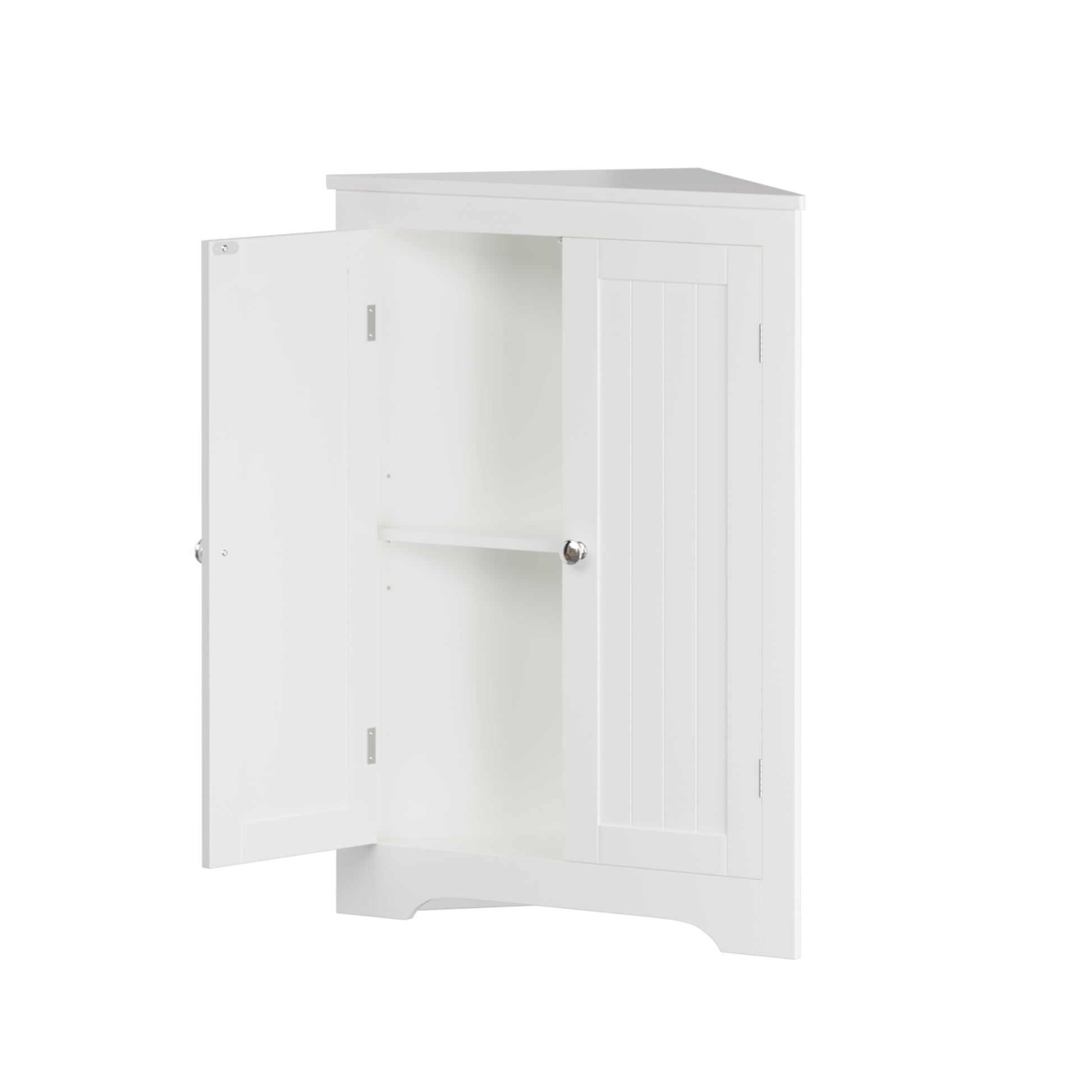 Floor Corner Cabinet With 2 Doors And Adjustable Shelves, Freestanding Narrow Cabinet Organizer, Corner Storage Cabinets For Bathroom, Kitchen, Living Room, Or Bedroom, White White 1 Mdf