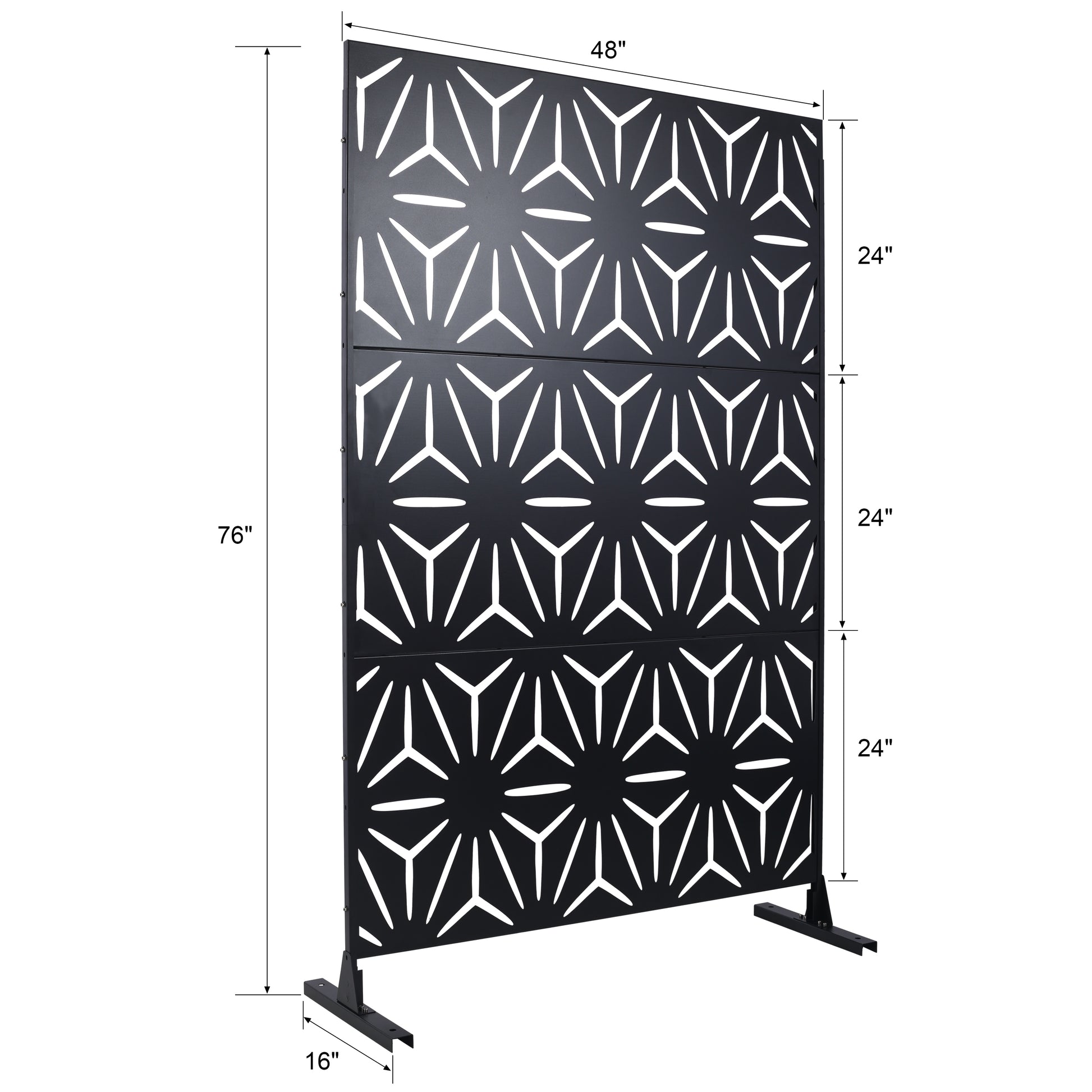 Outdoor & Indoor Privacy Screen Metal Privacy Screen 76" H 48" W, Freestanding Decorative Privacy Screen For Deck Balcony Patio, Privacy Fence Panels For Outside Lawn Garden Ps104 Black Black Steel