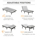 Homcom Twin Xl Adjustable Bed Frame, Ergonomic Zero Gravity Power Bed Base With Head And Foot Incline, Memory, And Wireless Remote, Gray Black Grey Steel