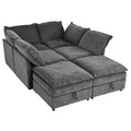 Mirod 126'' Versatile 6 Piece Modular Sofa Bed With Storage,Stylish Faux Double Layer Cushions,Comfortable & Durable Design,Perfect For Any Living Space Grey Polyester 6 Seat