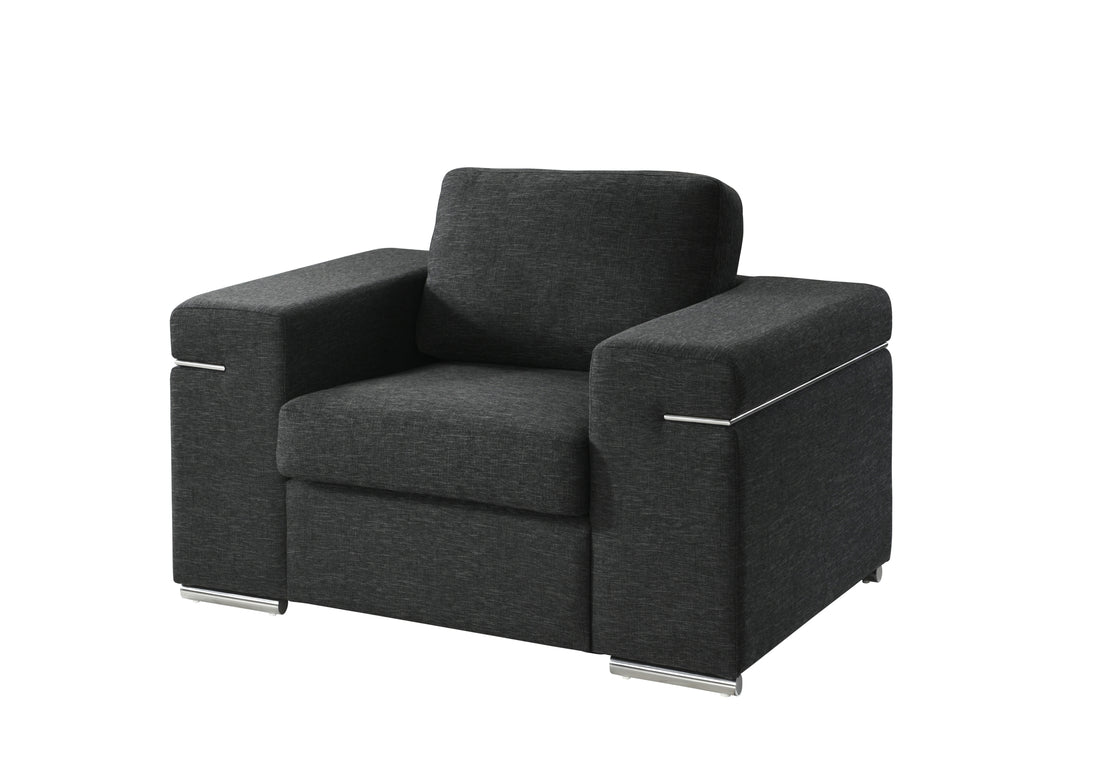 Gianna Black Linen Fabric Arm Chair Black Linen