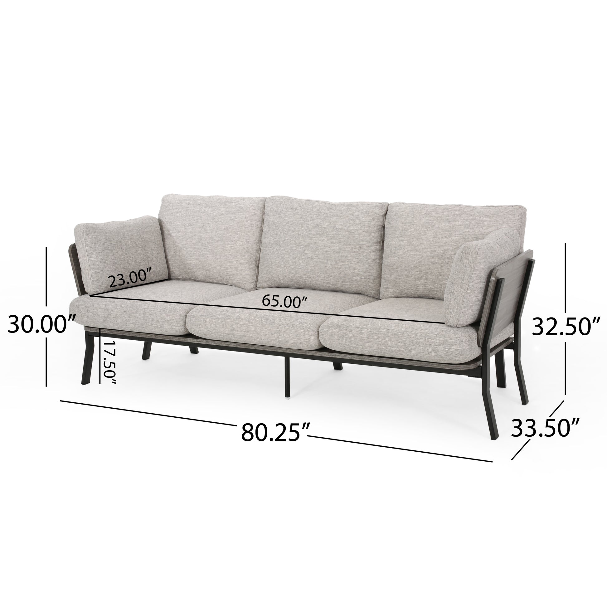 3 Seater Sofa Light Grey Fabric 3 Seat