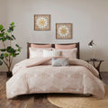 Cotton Jacquard Comforter Set Blush Full Queen Queen Blush Cotton