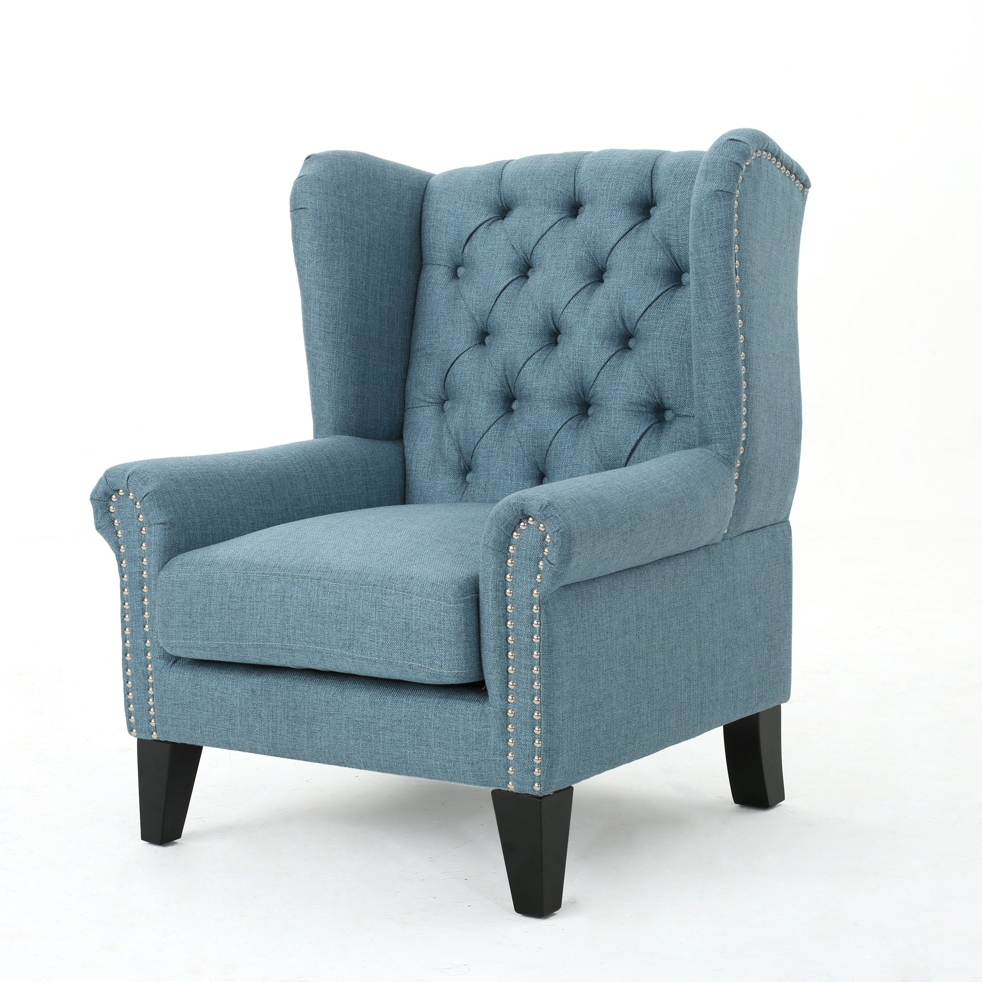 Accent Chair Blue Fabric