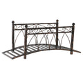 Outsunny 3.3' Metal Arch Zen Garden Bridge With Safety Siderails, Decorative Footbridge, Delicate Scrollwork & Corner Spheres For Stream, Fish Pond, Bronze Bronze Steel