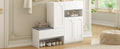 Elegant 2 In 1 Shoe Cabinets With Soft Cushion, Modern Storage Bench With Arched Doors & Rebound Devices, Versatile Shoe Rack Organizer With Adjustable Shelves For Hallway, Living Room, White White