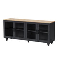 Farmhouse Tv Stand With Tempered Glass Doors For Tvs Up To 70