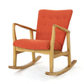 Solid Wood Rocking Chair Orange Fabric