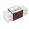 48 Inch Soft Close Doors Bathroom Vanity With Sink, Two Small Storage Shelves, 24