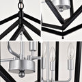 4 Light Farmhouse Kitchen Chandeliers, Matte Black And Sliver Vintage Rustic Cage Light Fixture Adjustable Height Chandeliers For Dining Room Hallway Foyer Entryway E12 Bulbs Not Included Matte Black American Design,Luxury,Modern,Vintage Metal Metal