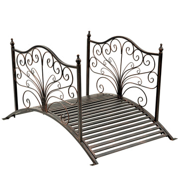 Outsunny 4 Metal Arch Backyard Garden Bridge With Safety Siderails, Delicate Scrollwork, & Easy Assembly, Black Bronze Black Metal