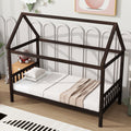 Twin House Bed With Headboard And Footboard, Twin Rubber Wood Bed With House Frame,Esspresso Twin Espresso Rubber Wood