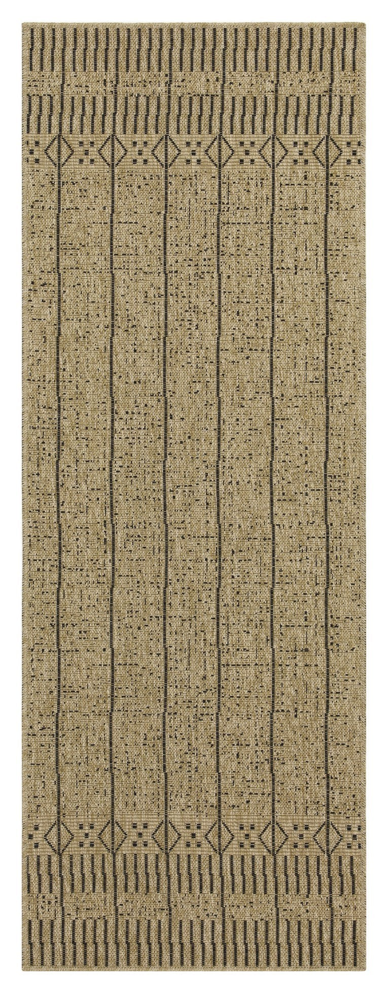 Earth Gc Ntl1008 Jute Black 2 Ft. 7 In. X 7 Ft. 3 In. Indoor Outdoor Area Rug Natural Black Polyester Polypropylene