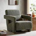 Mirod Sleek Right Angle Armrests, Ergonomic Lumbar Support, Square Wooden Block Legs, Inclined Seat For Comfort, Artistic Statement Piece For Living Room,Bedroom And Study Green Boucle