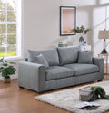 Classic Living Room 2Pc Sofa Set Fog Corduroy Sofa And Loveseat W Pillows Square Arms Plush Couch Fog Primary Living Space Cushion Back Classic,Contemporary,Modern Rubberwood Square Arms Corduroy 4 Seat