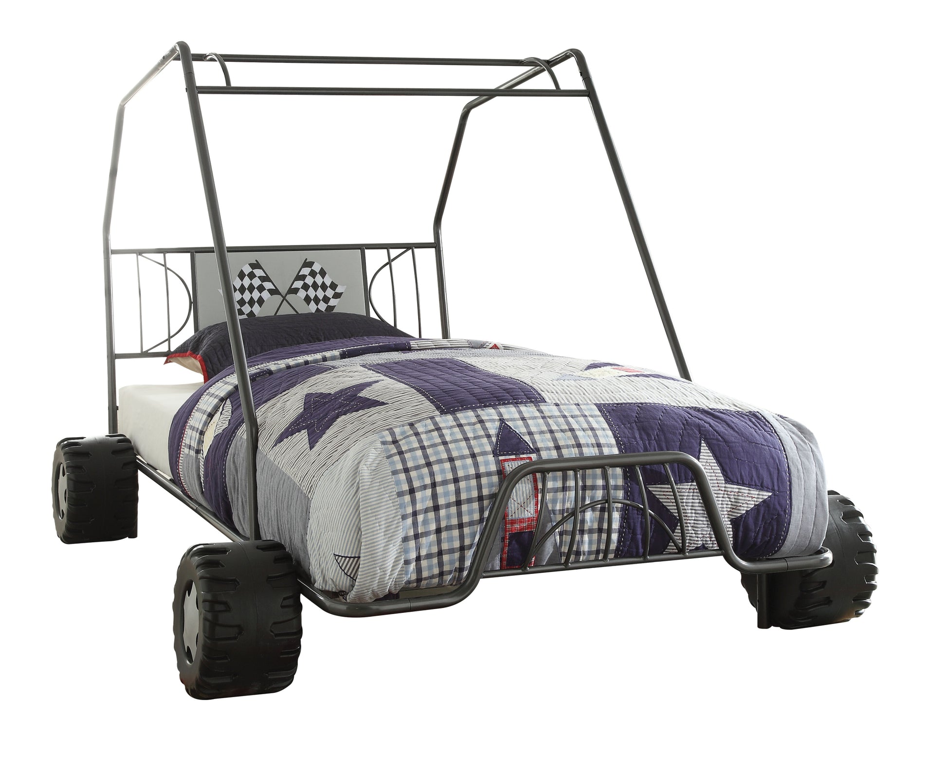 Gunmetal Twin Bed Box Spring Not Required Twin Gunmetal Metal Steel