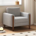 Oversized Accent Chair, Upholstered Living Room Chairs Single Sofa Chair With Walnut Legs, Curved Handrail, Grey Grey Teddy