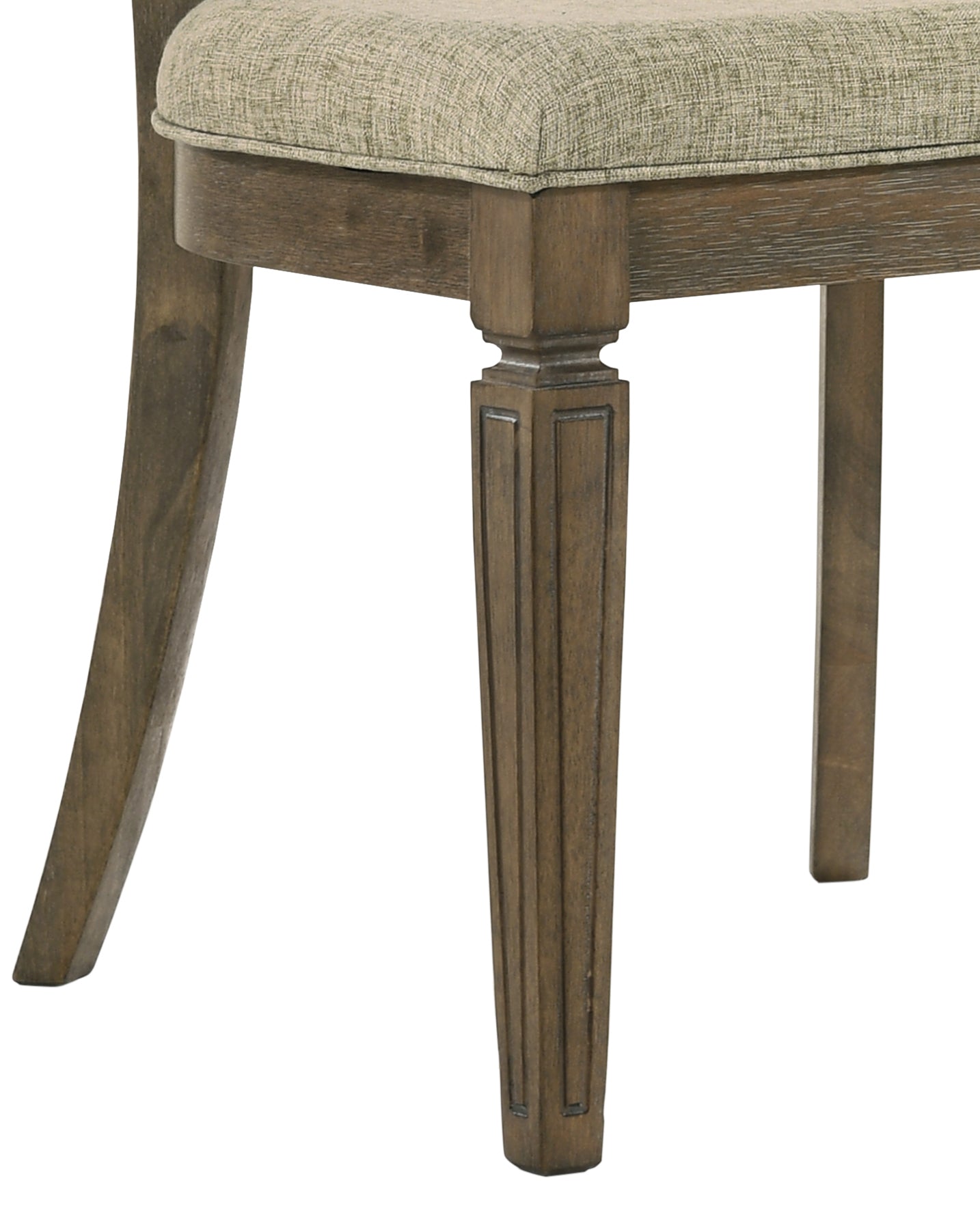 Parfield Light Brown Fabric & Weathered Oak Finish Side Chair Set Of 2 Light Brown,Oak Fabric,Synthetic Wood