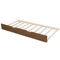 Twin Size Wood Daybed With Trundle And Rustic Guardrail, Ancient Brown Box Spring Not Required Twin Brown Wood Bedroom Solid Wood Mdf