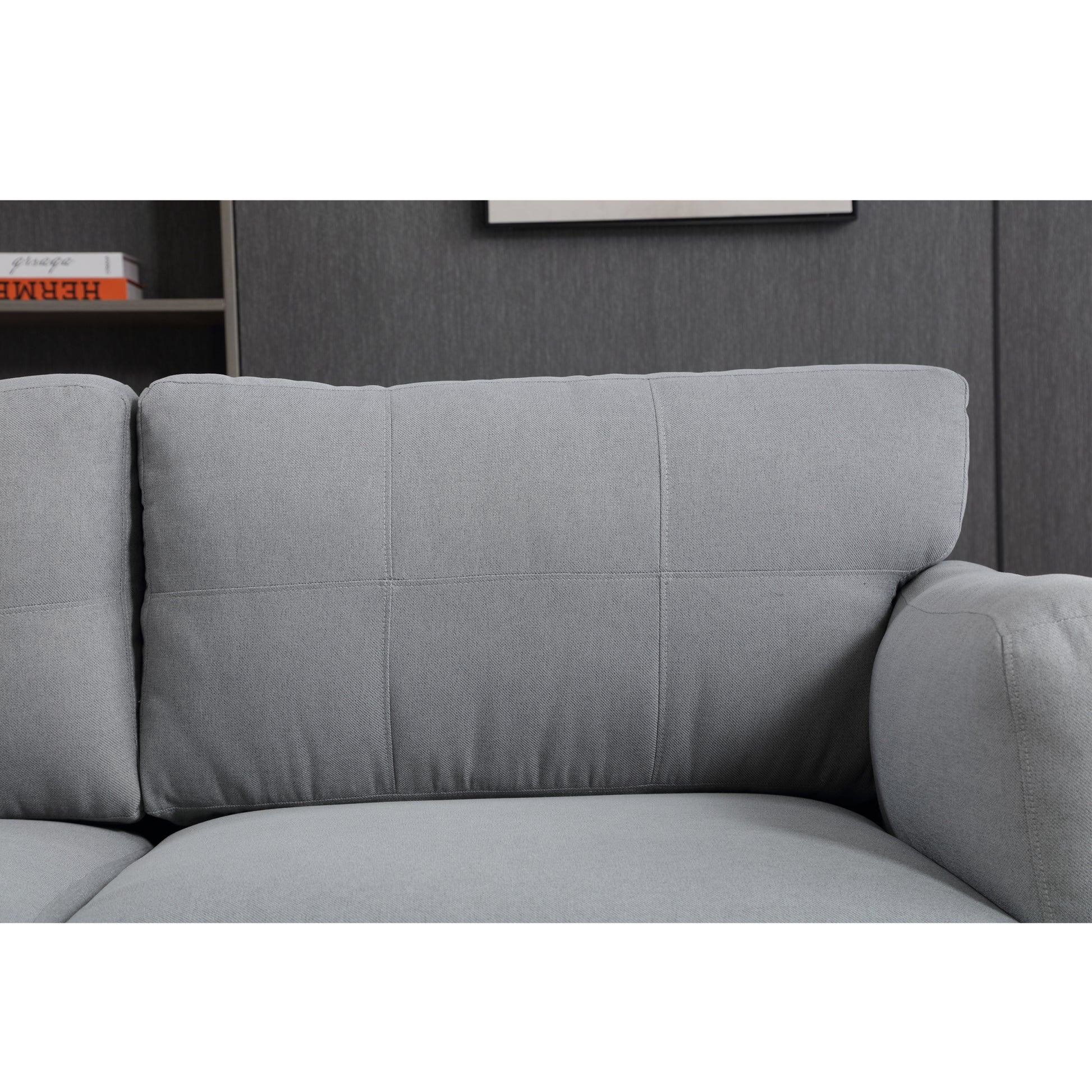 68.5" Modern Style Button Tufted Linen Upholstered Loveseat Sofa, Two Seat Sofa Couch, Living Room Sofa For Home Or Office, Gray Gray Fabric