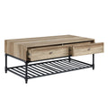 Oak And Sandy Black Coffee Table With Bottom Shelf Oak Primary Living Space Drawers Rectangular Paper Composite