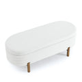 Ottoman Oval Storage Bench,Rubber Wood Leg,Beige 46.