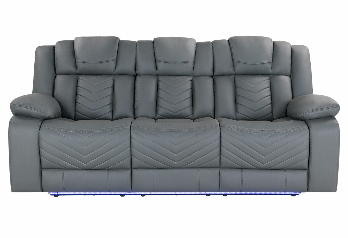 Raize Grey 10 Power Reclining Sofa With Ddt, Wc And Led Gray Fabric 3 Seat