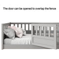 Twin Size Floor Bed, Integral Construction With Super High Security Barrier, Door, Children'S Floor Bed Frame, Montessori Wooden Children'S Floor Bed, Support Slat Grey Box Spring Required Twin Grey Wood Brown Bedroom American Design,Artsy Pine Bed Frame