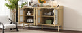 Sideboard Rustic Buffet Cabinet, Sideboard Cabinet With Decorative Rattan Doors, Buffet Cabinet With Storage For Entryway Dining Room Kitchen Living Room, Natural Natural Mdf