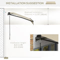 Outsunny 12' X 10' Retractable Awning, Patio Awning Sunshade Shelter With Manual Crank Handle, 280Gsm Uv Resistant Fabric And Aluminum Frame For Deck, Balcony, Yard, Beige And White Beige Polyester
