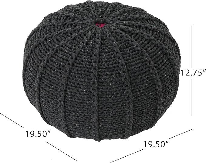 Knited Pouf Dark Grey Cotton