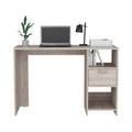 Computer Desk With 1 Drawer And 2 Open Storage Shelves, Light Gray Gray Particle Board Particle Board