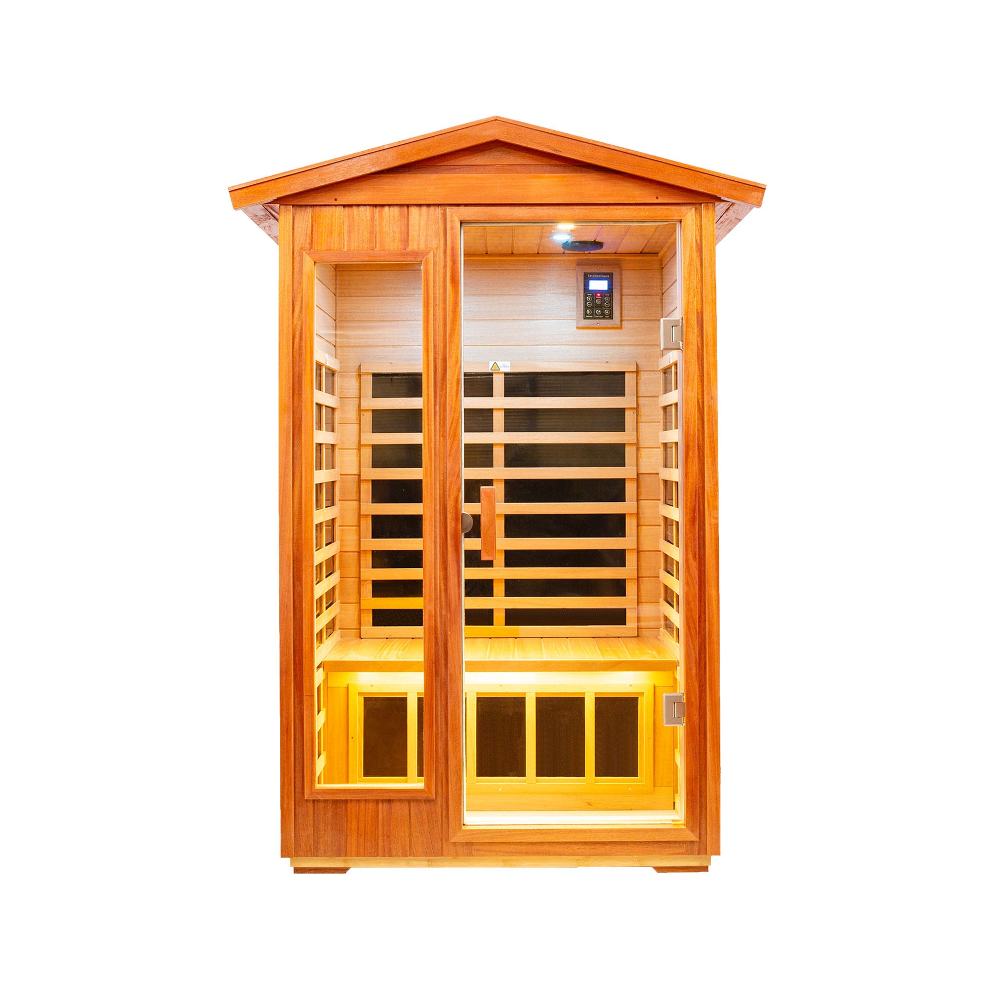 Two Person Outdoor Kaya Wood Far Infrared Sauna Room Natural Wood Metal & Wood