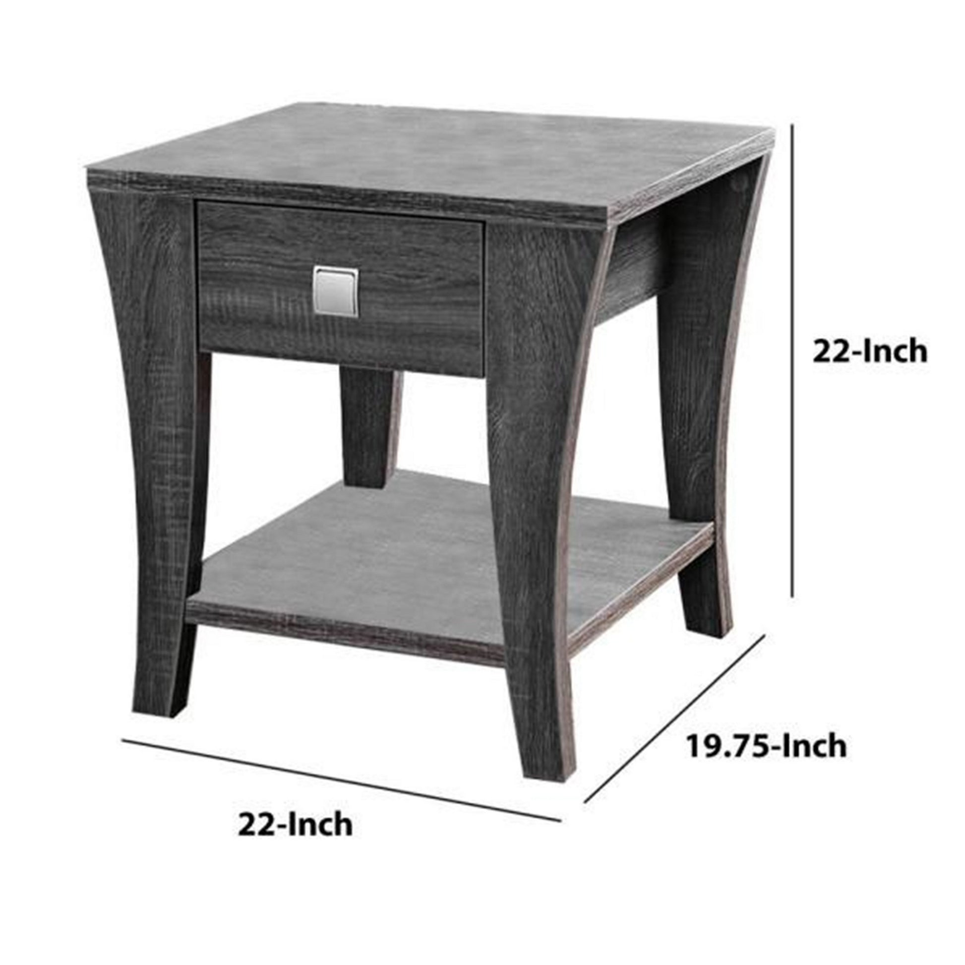 Wooden End Table With Swooping Curled Legs, Gray Gray Wood