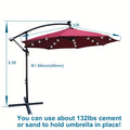 10 Ft Outdoor Patio Umbrella Solar Powered Led Lighted Sun Shade Market Waterproof 8 Ribs Umbrella With Crank And Cross Base For Garden Deck Backyard Pool Shade Outside Deck Swimming Pool Burgundy